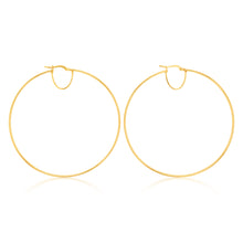 Load image into Gallery viewer, 9ct Silverfilled Yellow Gold Plain 60mm Hoop Earrings