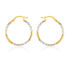 Load image into Gallery viewer, 9ct Silverfilled Yellow Gold Diamond Cut 20mm Hoop Earrings