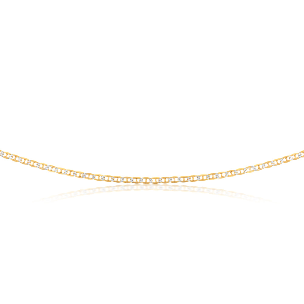 9ct Silverfilled White And Yellow Gold Anchor 45cm Chain