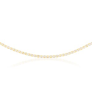 9ct Silverfilled Yellow And White Gold Anchor 50cm Chain