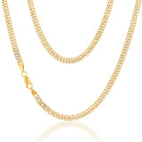 9ct Two Tone Gold Silver Filled Double Curb 45cm Chain