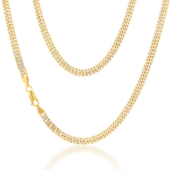 9ct Two Tone Gold Silver Filled Double Curb 45cm Chain