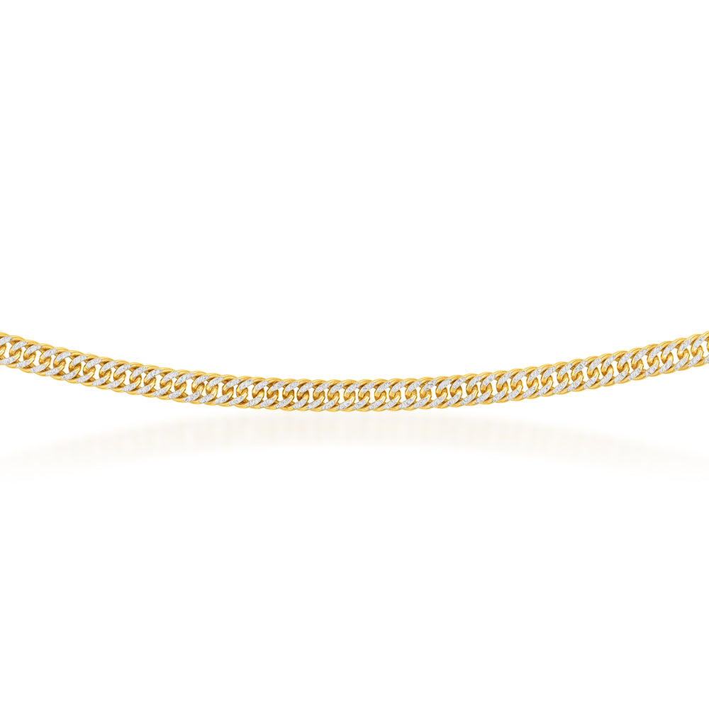 9ct Silverfilled Yellow and White Gold Double Curb 45cm Chain