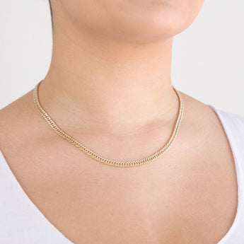 9ct Two Tone Gold Silver Filled Double Curb 45cm Chain