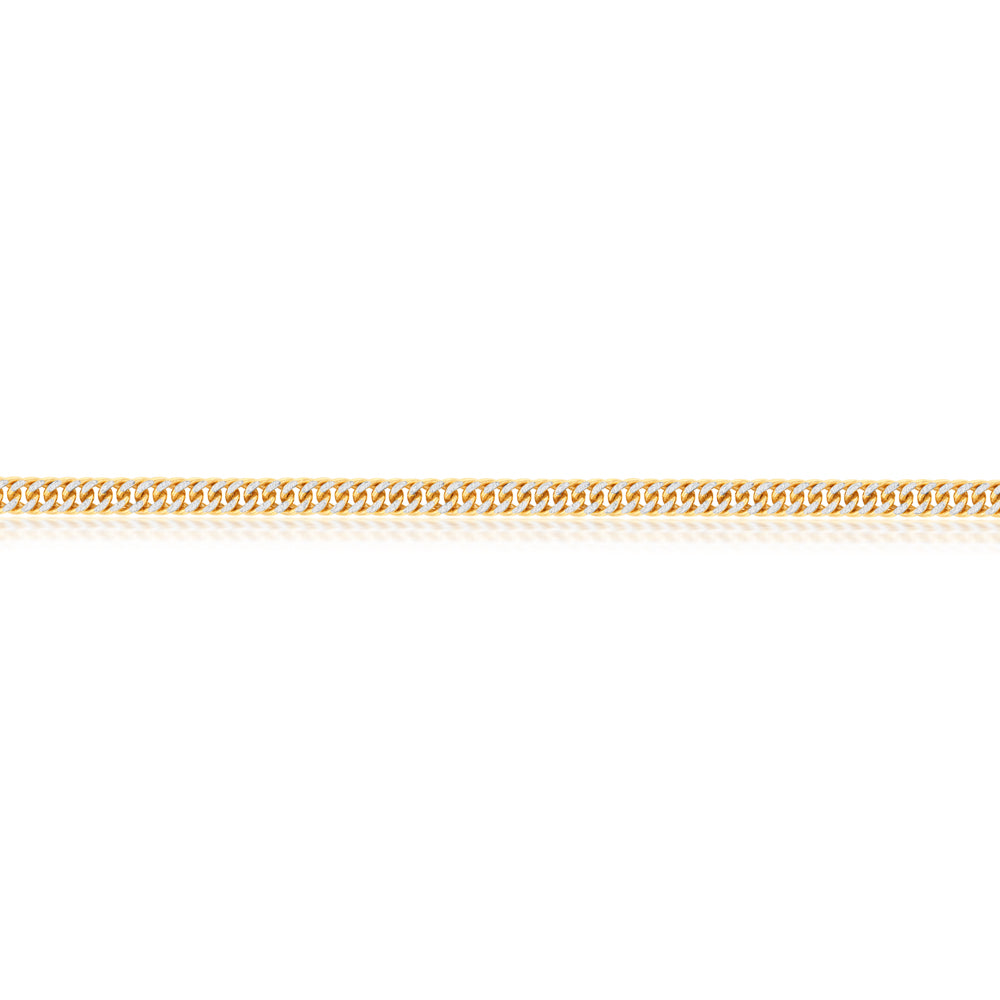 9ct Silverfilled Yellow And White Gold Double Curb 50cm Chain