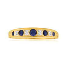 Load image into Gallery viewer, 9ct Yellow Gold Natural Sapphire and Diamond Ring