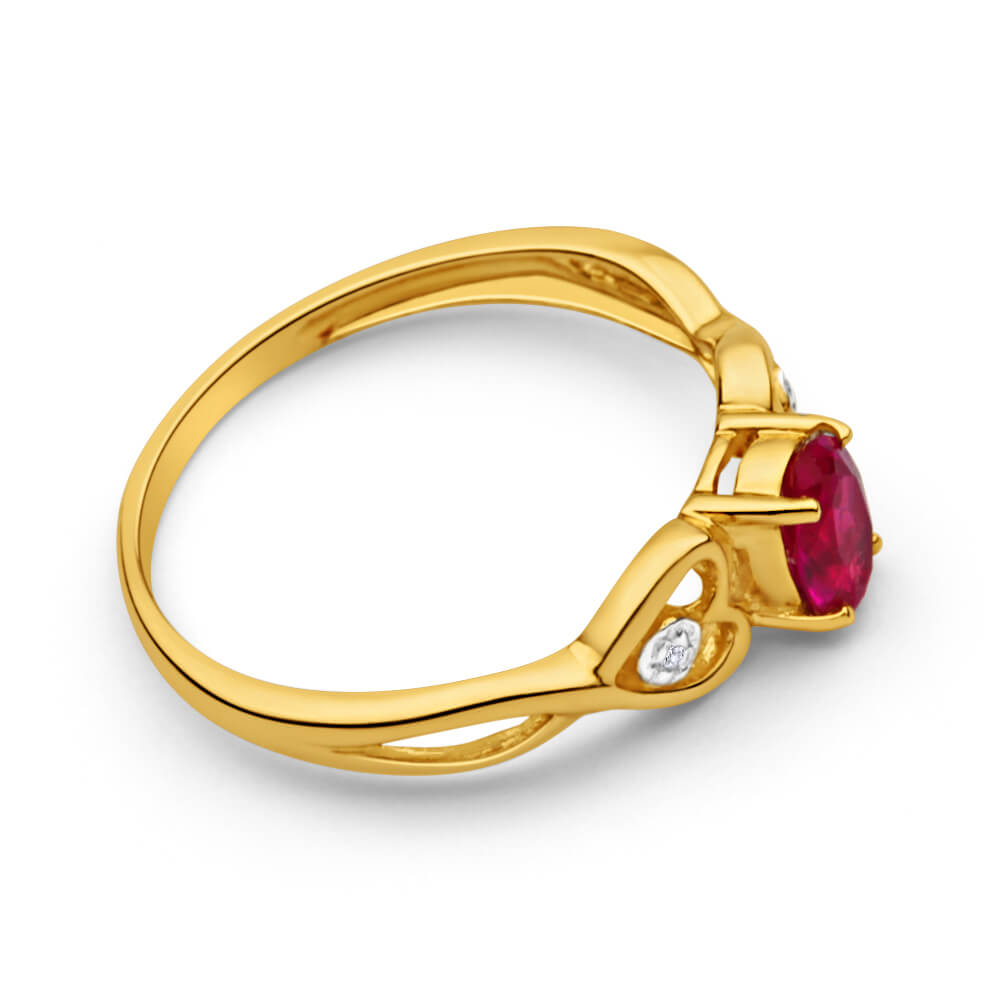 Created Ruby and Diamond Ring 9ct Yellow Gold main image 1