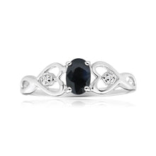 Load image into Gallery viewer, 9ct Charming White Gold Diamond + Natural Sapphire Ring