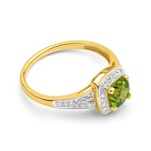 Load image into Gallery viewer, 9ct Yellow Gold Diamond + Peridot Ring
