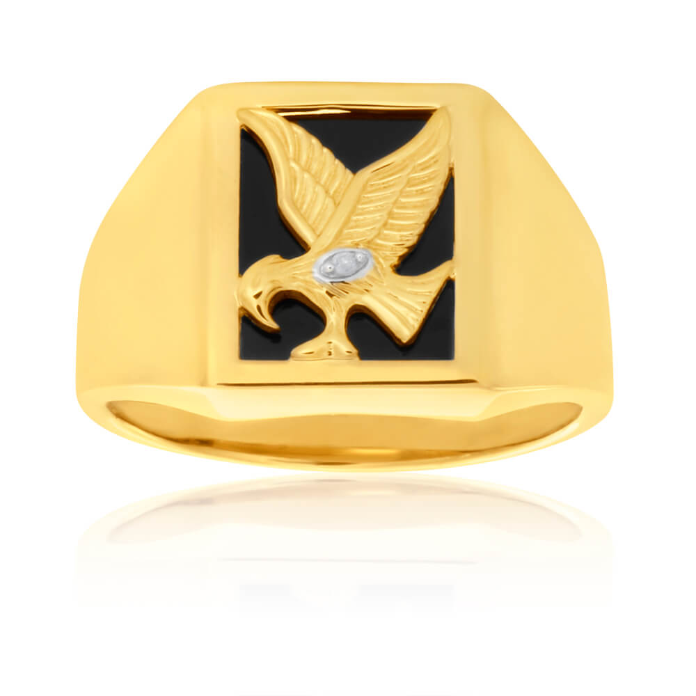 Mens Gold Plated Stainless Steel Eagle Ring - Walmart.com