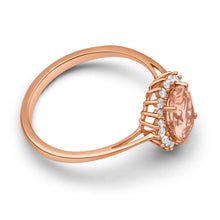 Load image into Gallery viewer, 9ct Rose Gold Diamond + 8x6mm Morganite Cluster Ring