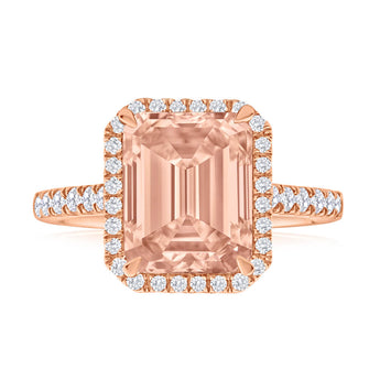9ct Rose Gold Morganite and Diamond Ring