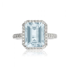 Load image into Gallery viewer, 9ct White Gold 2.40ct Aquamarine and 0.36ct Diamond Ring