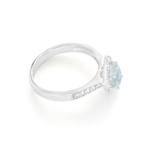 Load image into Gallery viewer, 9ct White Gold Pear Cut Aquamarine + Diamond Ring