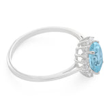 9ct White Gold Aquamarine + Diamond Cluster Ring