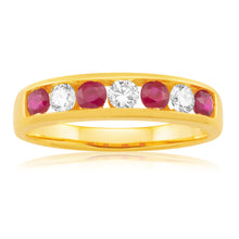 Load image into Gallery viewer, 18ct Yellow Gold Natural Ruby and Diamond 0.25ct Ring