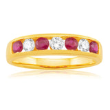 18ct Yellow Gold Natural Ruby and Diamond 0.25ct Ring