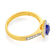 Load image into Gallery viewer, 9ct Yellow Gold 0.75ct Tanzanite and Diamond Ring