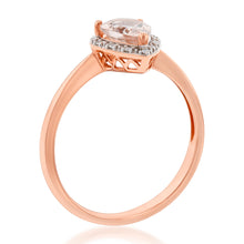 Load image into Gallery viewer, 9ct Rose Gold 1.00ct Morganite 8x6mm Pear &amp; Diamond Ring