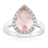 9ct White Gold Rose Quartz & Diamond Dress Ring