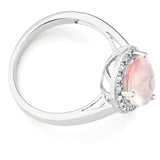 9ct White Gold Rose Quartz & Diamond Dress Ring