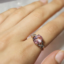 Load image into Gallery viewer, 9ct Rose Gold Created Peach Sapphire &amp; Diamond Ring