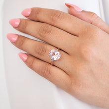 Load image into Gallery viewer, 9ct Rose Gold Created Peach Sapphire &amp; Diamond Oval Ring