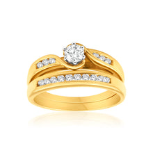 Load image into Gallery viewer, 9ct Yellow Gold 2 Ring Bridal Set With 16 Diamonds Totalling 0.5 Carats