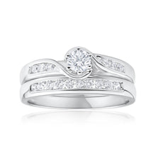 Load image into Gallery viewer, 9ct White Gold 2 Ring Bridal Set With 16 Diamonds Totalling 0.5 Carats