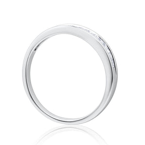 9ct White Gold 1/4 Carat Diamond Ring Set With 10 Princess Cut Diamonds