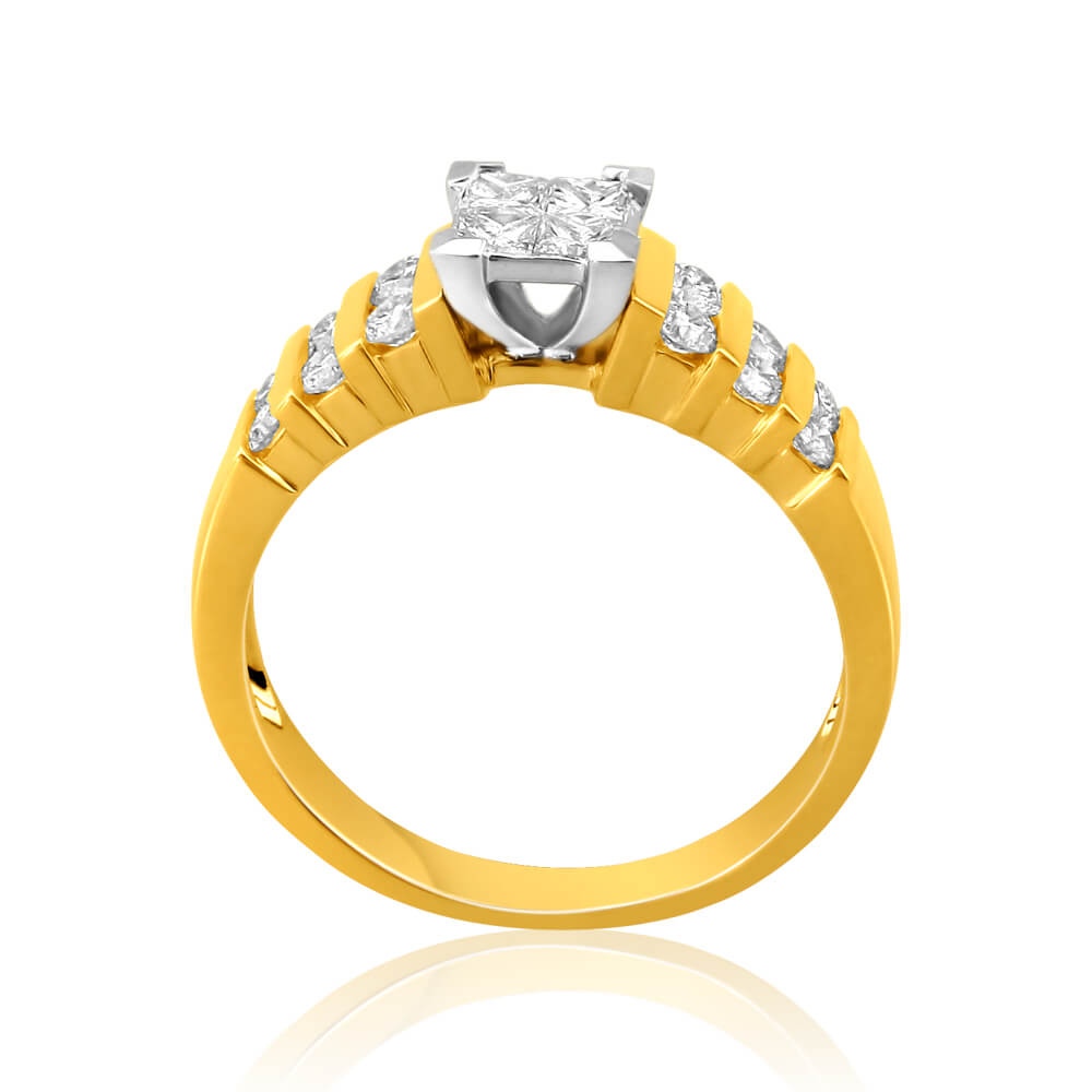 9ct Yellow Gold & White Gold Ring With 5/8 Carats Of Diamonds