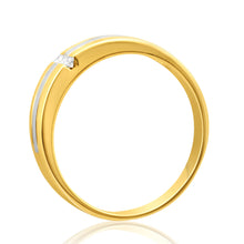 Load image into Gallery viewer, 9ct Yellow Gold Grooved Gents Diamond Ring