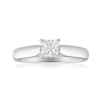 18ct White Gold Solitaire Ring With 0.5 Carat 4 Claw Set Diamond
