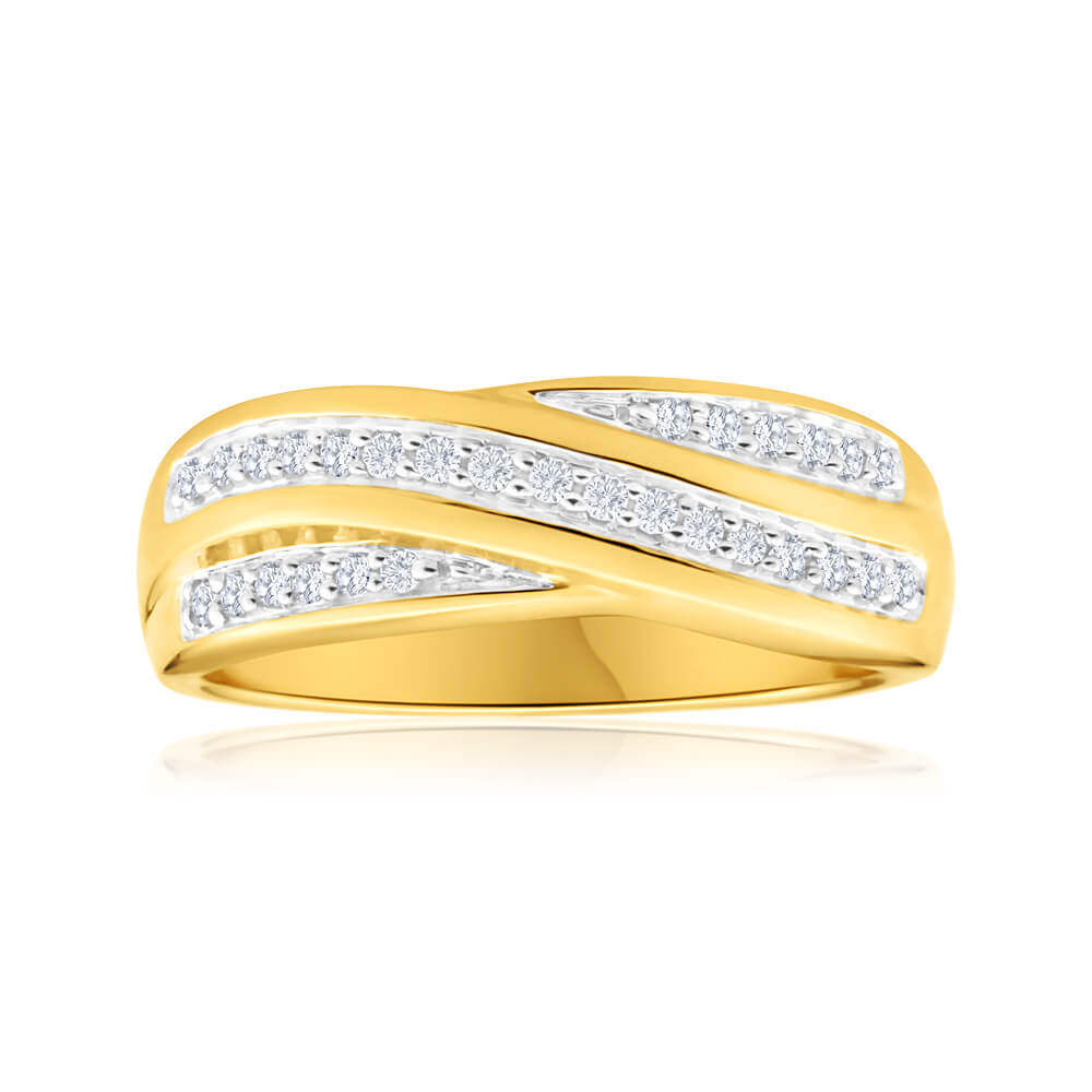 9ct Yellow Gold Diamond Ring  Set with 29 Brilliant Diamonds