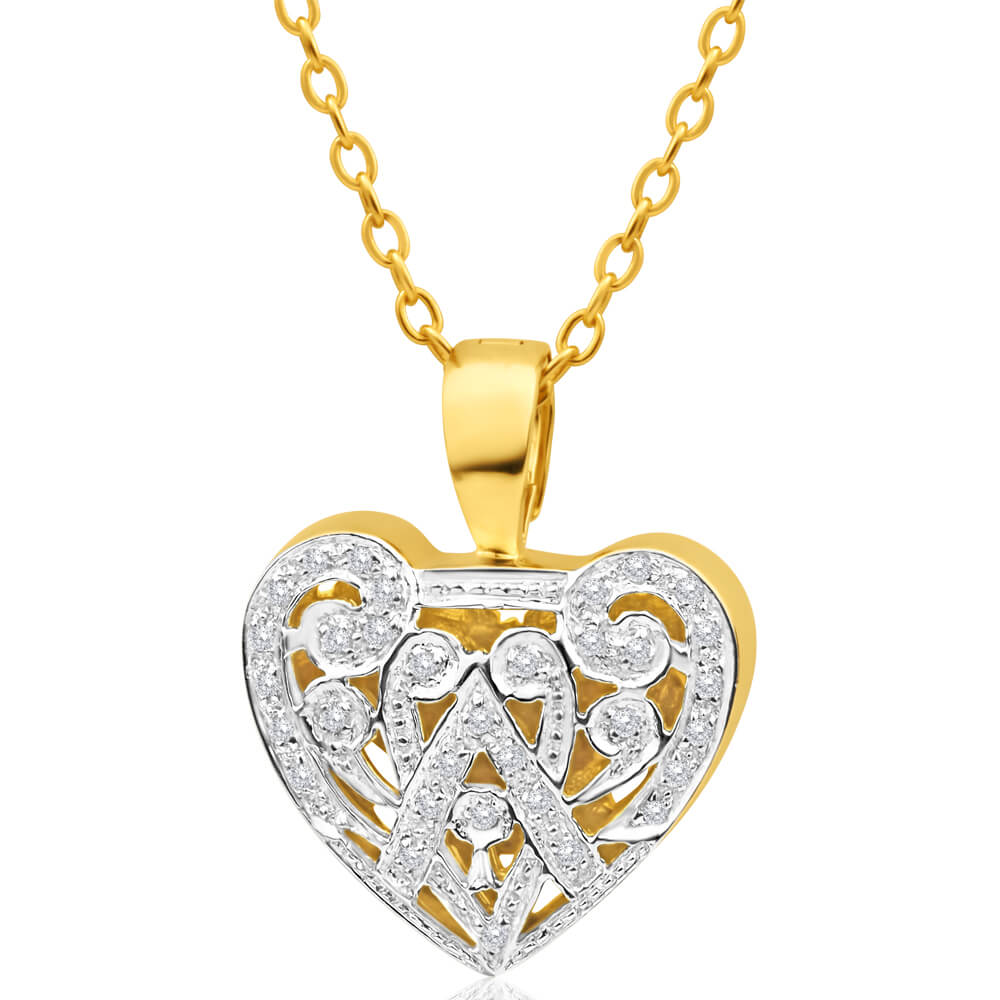 9ct Charming Yellow Gold Diamond Pendant