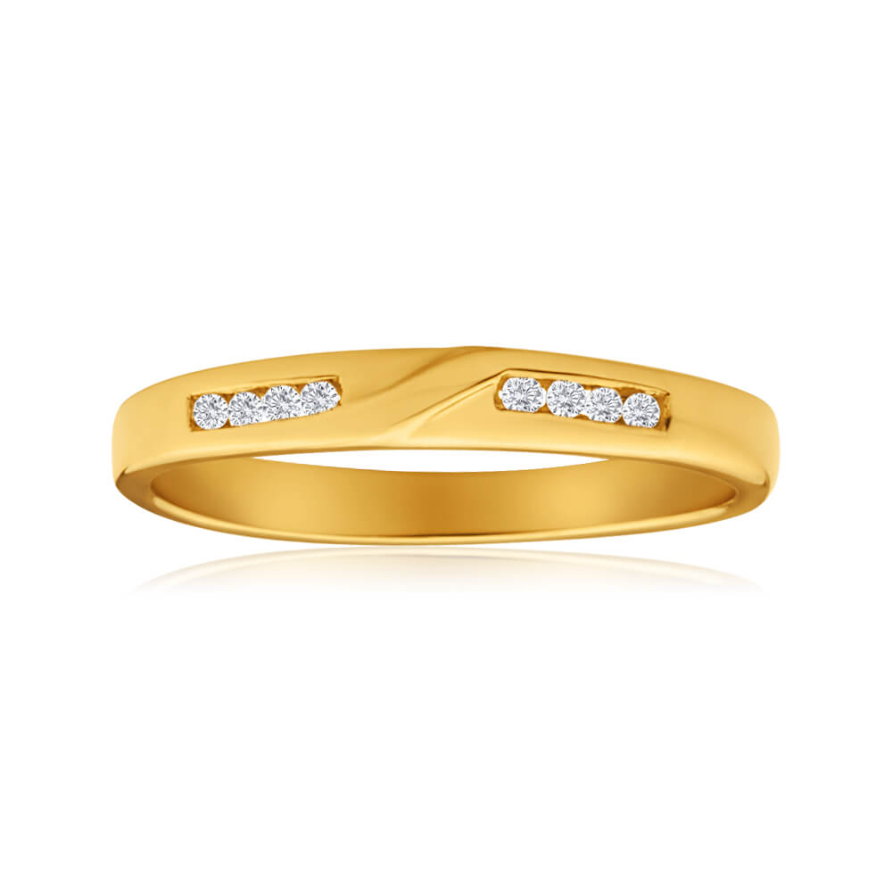 9ct Yellow Gold Diamond Ring  Set with 8 Points of Brilliant Diamonds
