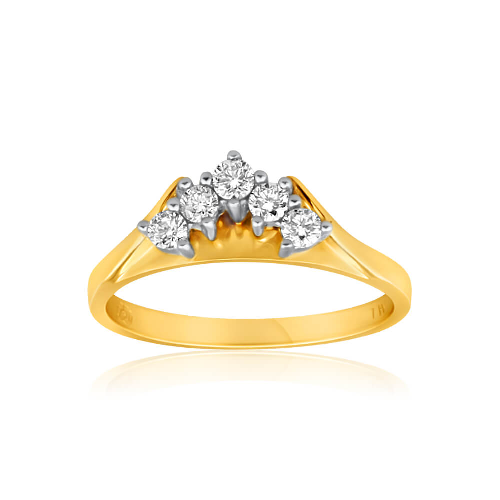 18ct Yellow Gold Ring With 5 Brilliant Cut Diamonds Totalling 0.25 Carats
