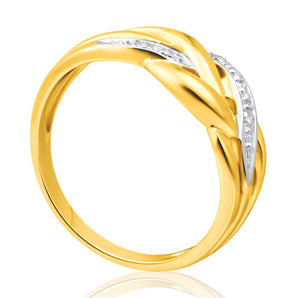 9ct Yellow Gold Diamond Ring  Set with 5 Brilliant Diamonds