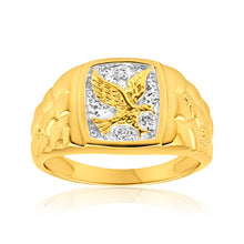 Load image into Gallery viewer, 9ct Yellow Gold Eagle Diamond Ring