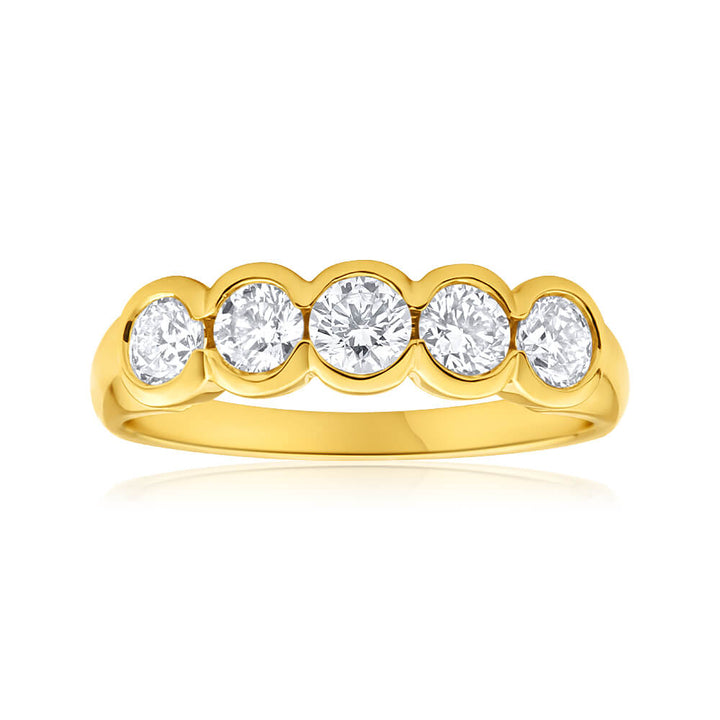 18ct Yellow Gold Ring With 1 Carat Of Bezel Set Diamonds