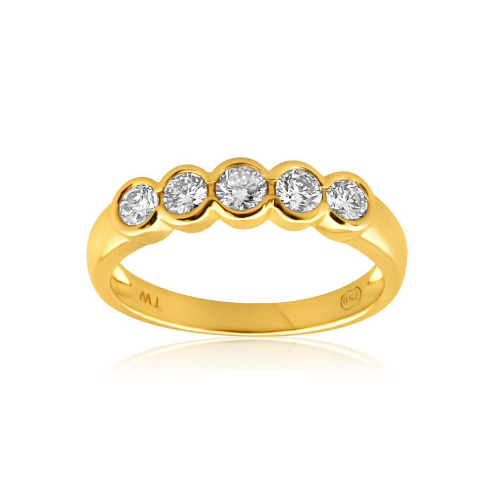 18ct Yellow Gold Ring With 0.5 Carats Of Bezel Set Diamonds