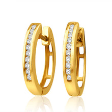 Load image into Gallery viewer, 9ct Yellow Gold Diamond Hoop Earrings
