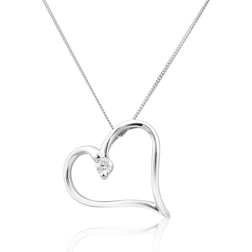 Flawless Cut 9ct White Gold Diamond Pendant With 45cm Chain