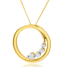 Load image into Gallery viewer, Flawless Cut 1/4 Carat Diamond Open Circle Pendant in 9ct Yellow Gold With Chain