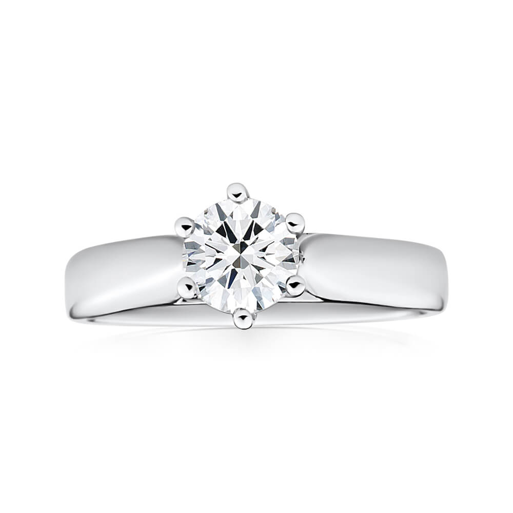 18ct White Gold 0.70 Carat GI Colour SI Clarity Certified Diamond Ring