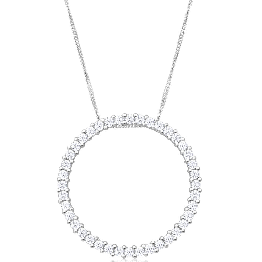 9ct Superb White Gold Diamond Pendant With Chain Shiels Jewellers