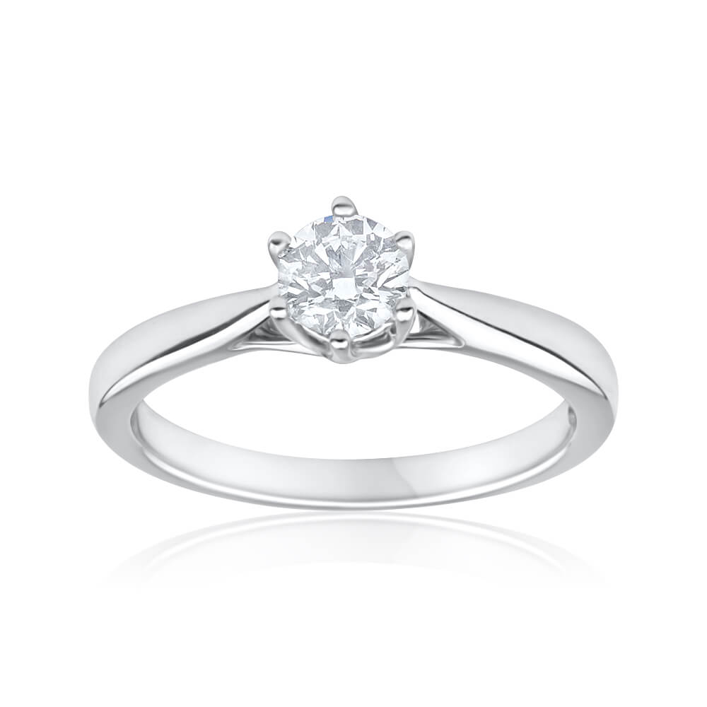 Flawless Cut 18ct White Gold Solitaire Ring With 3/8 Carats Diamond