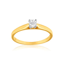 Load image into Gallery viewer, 9ct Yellow Gold &amp; White Gold Solitaire Ring With 0.2 Carat Diamond
