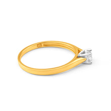 Load image into Gallery viewer, 9ct Yellow Gold &amp; White Gold Solitaire Ring With 0.2 Carat Diamond