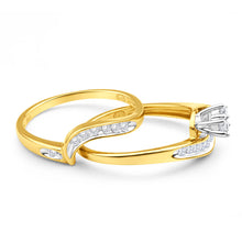 Load image into Gallery viewer, 9ct Yellow Gold 2 Ring Bridal Set With 0.25 Carats Of Light Champagne Diamonds